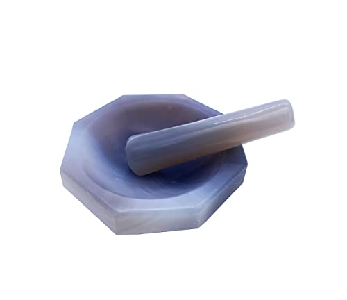 ID: 50MM 1.97" Lab Grinding Natural Agate Mortar and Pestle Set Standard Form Inner Diameter 50mm Inner Depth 15 mm