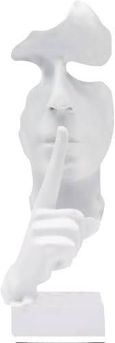 Escultura Abstracta Silencio es Oro de Resina Blanca Mediana miniatura 2