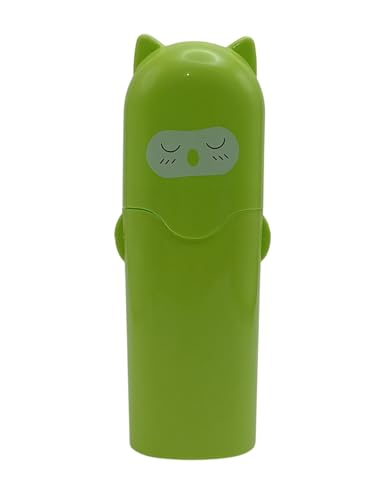Porta Escova de Dentes Multiuso Infantil Decorativo Verde Design Gatinho Prático para Viagem