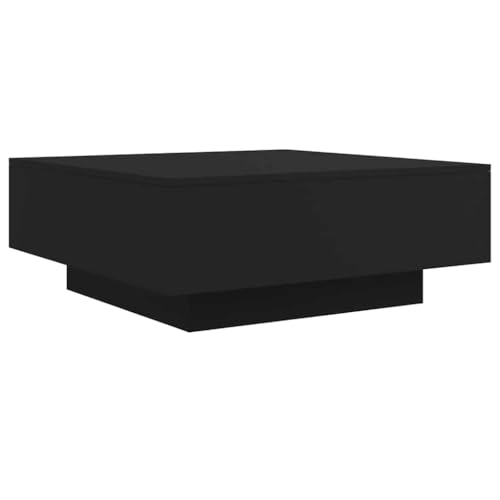 Mesa de centro negra para salones pequeños de madera moderna con tablero robusto 3