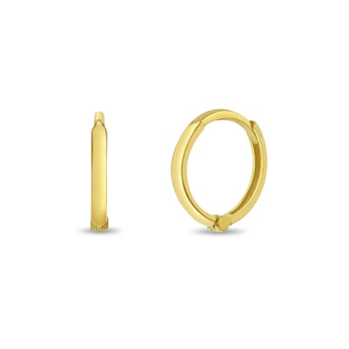 14k Yellow Gold Timeless Hoop Earrings For Young Girls & Preteens - Classic Children Hoop Earrings - Hypoallergenic Hoop Earrings For A Child