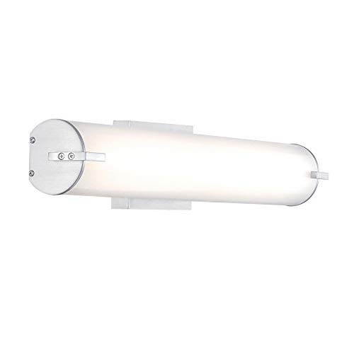 Image of Westinghouse Lighting 6112100 Ashwin Transitional One-Light, 25 Watt Dimmable LED Indoor Wall Fixture with Color Temperature Selection, Brushed Nickel Finish, White Frosted Shade - 25 inch