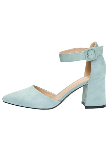 Rio Fiore Damen Pumps, Hellblau, 7.5cm Blockabsatz, weiches...