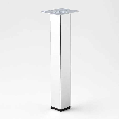 Kare Tablalı Krom Gümüş Çap Metal Sehpa Masa Ayağı Mobilya Destek Yükseltici Ayak, 41 cm, 6 cm
