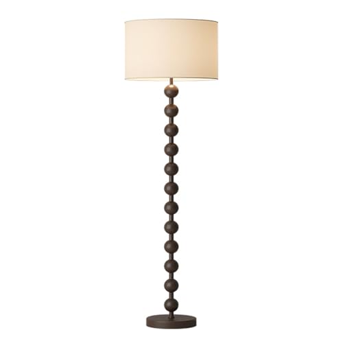 Lámpara de pie de madera rústica de 63 pulgadas con luz de poste para salón y cama KKXXYQFC
