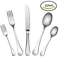 Flatware Set ziluoshi 5Pieces Silverware Sets Stainless Steel Cutlery Sets Mirror Polished Tableware Sets,Gift Box Package Utensil Sets Include Knives Forks Spoons for Kitchen