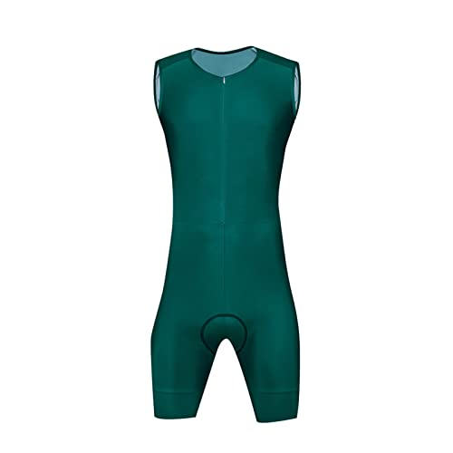Luisbibe été cyclisme combinaison sans manches maillot ensemble vélo triathlon cycle kit vélo de route gilet costume vtt combinaison pour homme femme (XXL, Vert) Cover