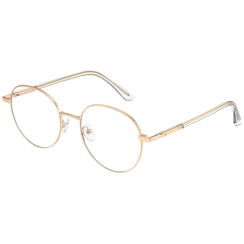 Image of Dollger Round Blue Light Blocking Glasses for Women Men Circle Clear Lens Metal Frame Computer Gaming Eyeglasses Blue Light Glasses