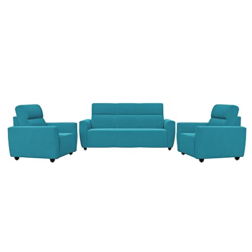 Image of Wakefit Sofa Set | 3 Year Warranty | Sofa 5 Seater, 5 Seater Sofa for Living Room, Wooden Sofa Set, Sofa Set 3+1+1 Seater - Belize(Malphino : Malibu Green)