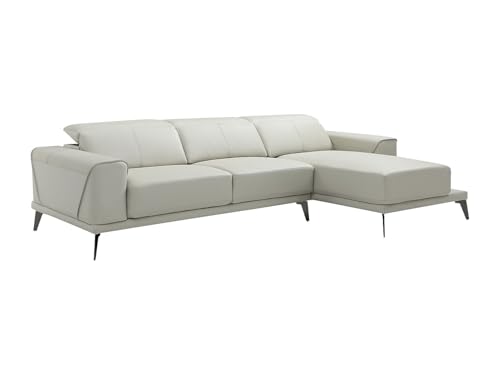 Vente-unique - Canapé d'angle Droit en Cuir de Buffle Beige ANDOR