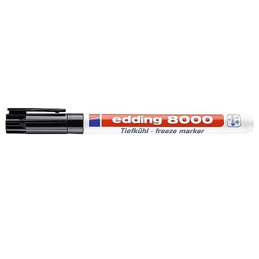 edding 8000 marcador para congelador - negro - 1 rotulador -punta redonda 1 mm - para el etiquetado de bolsas de congelación y contenedores de congelación-ideal para cámaras frigoríficas, laboratorios