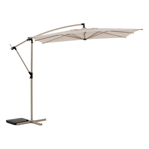 Hespéride - Parasol Déporté Carré Manoa Argile 2,5 x 2,5 m, Acier Anti Corrosion, Toile Déperlante, Orientable 360° - Pour Jardin, Terrasse
