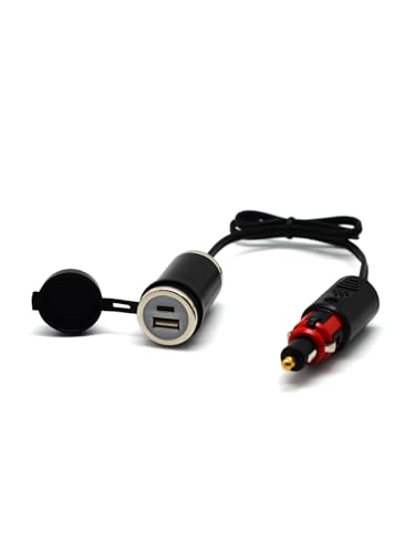 Cargador USB para motocicleta de 36W con conector Din y toma de cigarrillos QC3.0