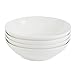 ProCook Antibes - Vaisselle de Table en Porcelaine Blanche - 4 Pièces - 20cm - Assiette Creuse à Pâtes - Élégante Surface Rainurée