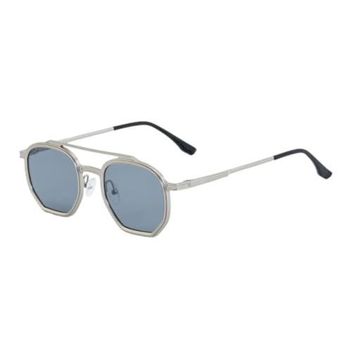 Lunettes de soleil polygonales en métal pour homme style rétro de luxe