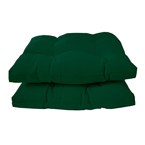 Image of QILLOWAY Indoor /Outdoor Square Seat Patio Cushion -Pack of 2,19-Inches (Mallard /Forest Green)
