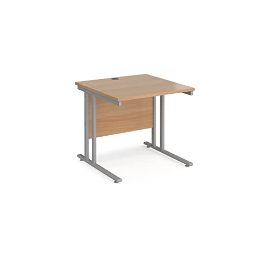 Mr Office Maestro 25 straight desk 800mm deep - silver legs, Beech, 800