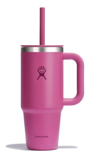 Image of Hydro Flask 24 Oz Travel Tumbler with Handle, Lid and Straw - Insulated Stainless Steel in 24 Oz Reef Pink