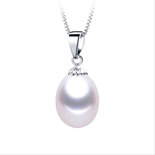 Collier pour femmes en argent anti-allergie avec pendentifs de perles d'eau douce 8-9mm