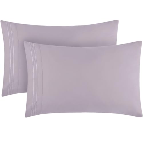 Mellanni Pillow Cases - Luxury, Extra Soft, Cooling Pillow Covers - 2 PC Iconic Collection Pillowcases - Envelope Closure (Standard/Queen 20"x30", Lavender)