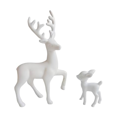 Rentier Hirsch Deko Figuren, Plastik Paar Skulptur Mini-Tier-Rentier...