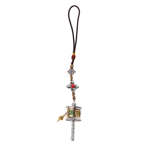WOWOWO Porte-clés Roue de prière Spinner Porte-clés Om Mani Padme Hum Esprits Bouddhisme tibétain Porte-clés