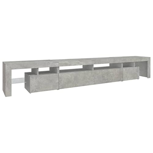 LAPOOH Mueble de TV con Luces LED Gris hormigón 260x36,5x40 cm, Mueble para TV Moderno - imagen 7