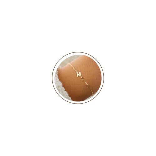 TINGN Bracelet en or et argent pour filles et femmes, plaqué or blanc 18 carats, bracelet fin avec lettres, personnalisable, cadeau d'anniversaire pour femmes...