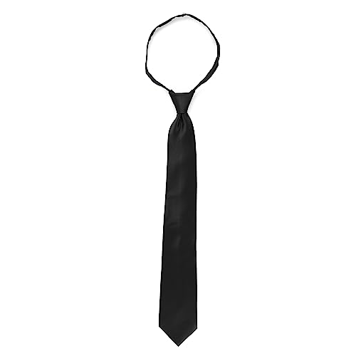 Boxed-Gifts Bg Men’s Plain Solid Color Silky Zipper Tie. Clip On Neckties For Men - Black #TOP5