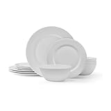 Mikasa Levi Bone China Lightweight Chip Resistant 12 Piece Dinnerware Set, Service for 4