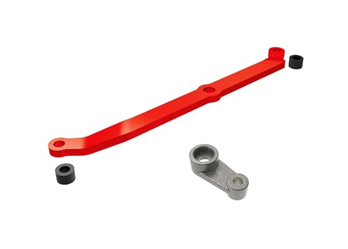 Traxxas Steering link, 6061-T6 aluminum/ servo horn, metal/ spacers (2) Red