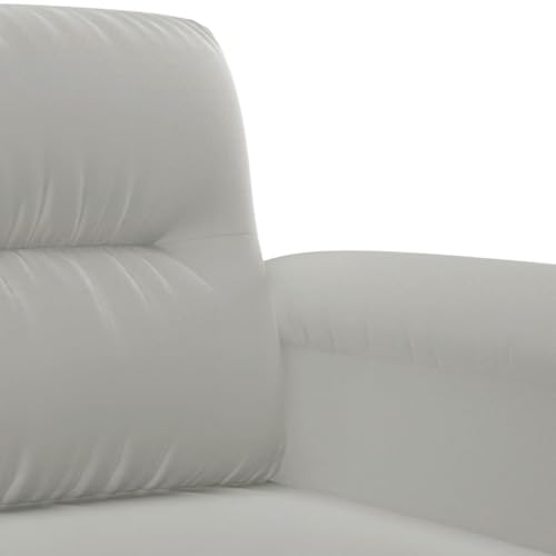 vidaXL Sofagarnitur 4-TLG., Sessel Couch mit Kissen Fußhocker, Sofa Wohnzimmersofa mit Armlehnen, Couchgarnitur Designsofa Sitzmöbel Polstermöbel, Hellgrau Mikrofasergewebe – Bild 8