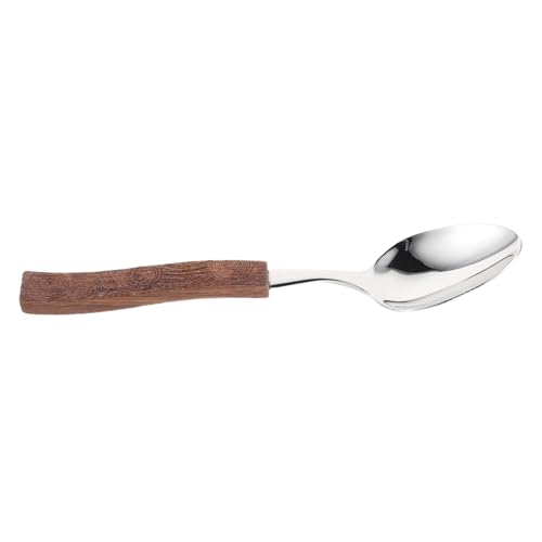COLLBATH Wood Handle Stainless Steel Spoon Decorative Serving Spoon Intricate Carvings for Home Restaurant Use