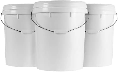 LifeFlex 5 Gallon Bucket & Lid, Durable 90 mil All Purpose Pail, Food Grade, BPA Free. Plastic Bucket with Handle for Outdoor Purpose & Industrial Use (Color: White) (3)