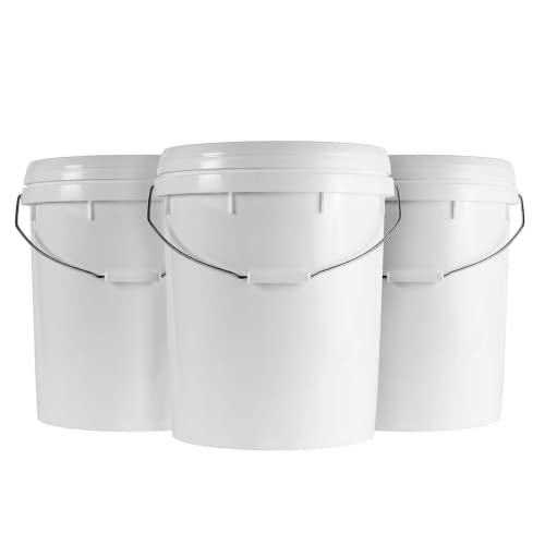 Lifeflex 5 Gallon Bucket & Lid, Durable 90 Mil All Purpose Pail, Food Grade, Bpa Free. Plastic Bucket With Handle For Outdoor Purpose & Industrial Use (Color: White) (3) #TOP1