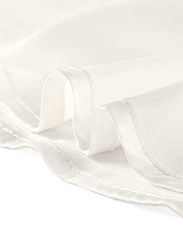 Allegra K Women's Satin Blouse Puff Sleeve Point Collar Vintage Button Up Shirt Medium White #TOP6