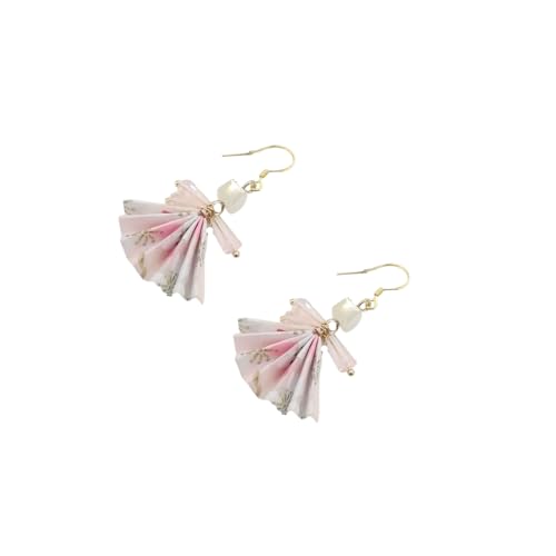 EZ PEACH ピアス レディース 揺れる 折紙 ピアス スタッド レディース 和風 折鶴 扇 可愛い 大手作り 和柄 両耳用 アクセサリー プレゼント 大人 上品 エレガント シンプル フェミニン 和装小物 アクセサリー (扇 灰桜)