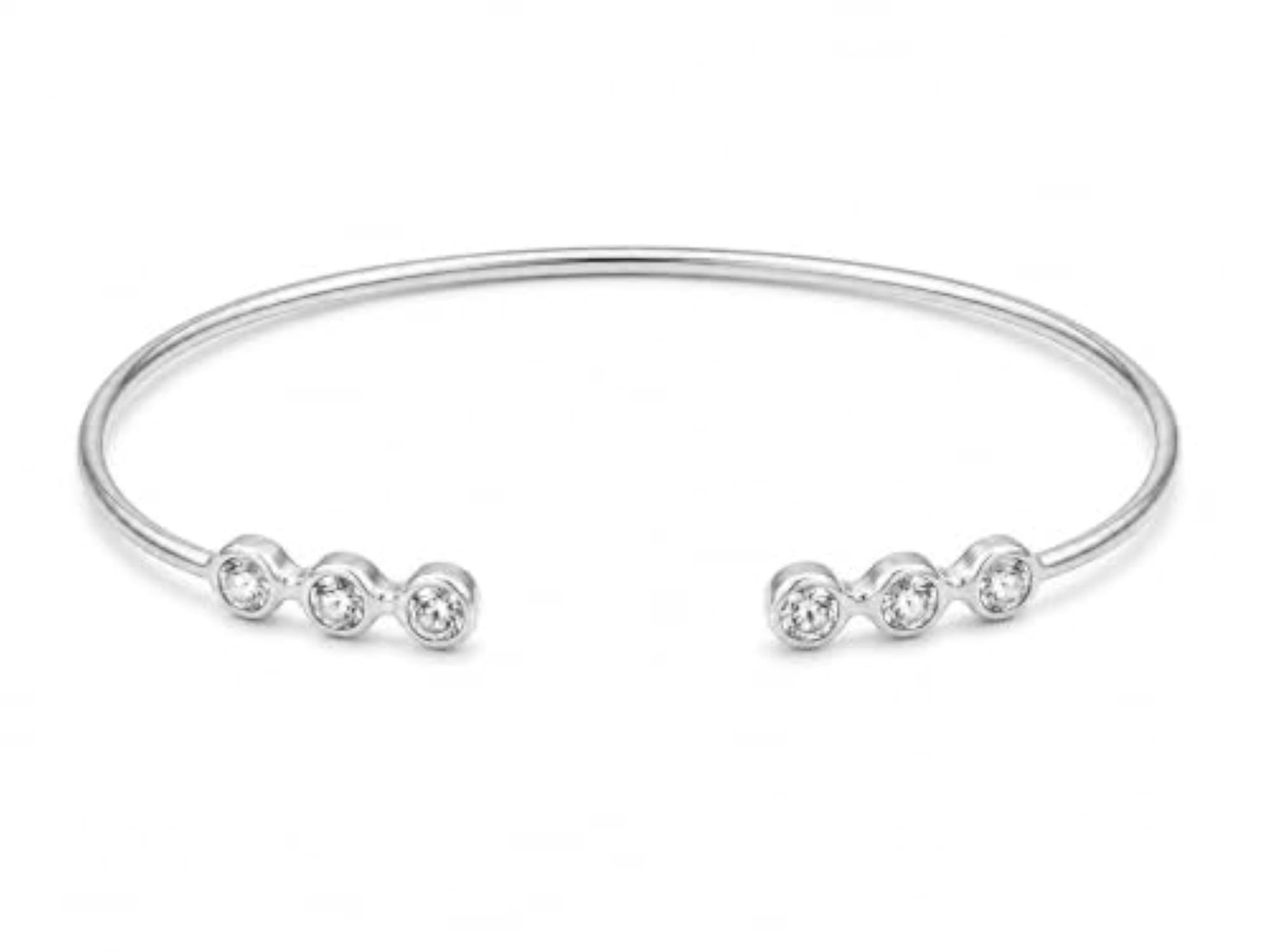 Sterling Silver Everyday Tri-Diamond Cuff Bracelet