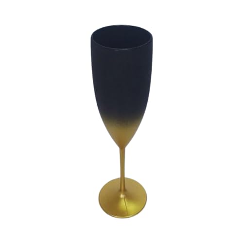 10 Taças Champanhe Acrílico Degrade Preto Fosco 160ml (Dourado)