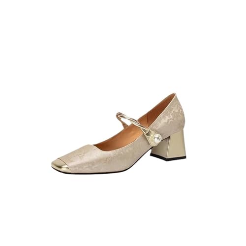 High Heels Women's French Style Thick Heel Square Toe high Heels Shoes