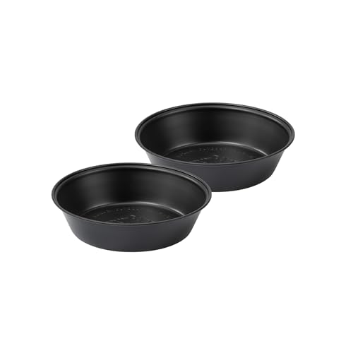Thous Winds Stainless Steel Plates, Round Deepdish Dinnerware Cookware for Camping Outdoor Kitchen, 2pcs Set, Black