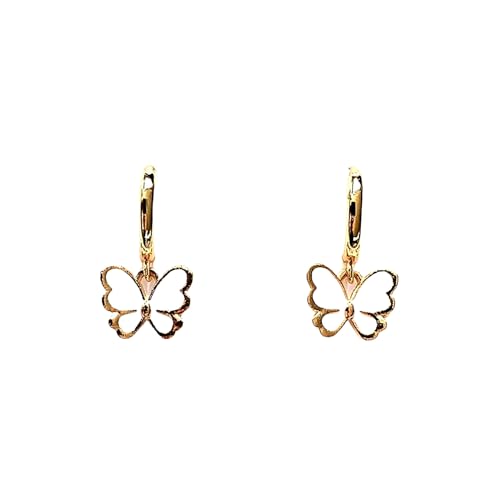 ASTER ALHELÍ - Pendientes Dorados Mujer Mariposas de colores - Pendientes Juveniles Aros Pequeños chapados en Oro - Pendientes Hipoalergénicos Niña Colgantes Mariposa - Pendientes Originales (Blanco)