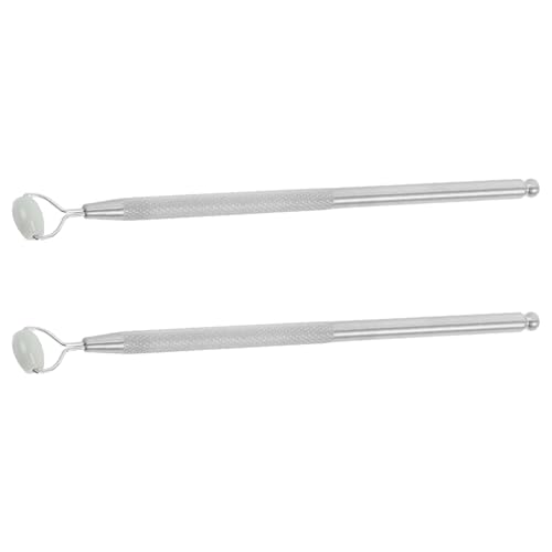 Happyyami Masajeador de ojos con piedra de jade, 2 unidades, herramienta para moldear la nariz, rodillo facial, reafirmante de la piel, masajeador refrescante para, herramienta de belleza portátil