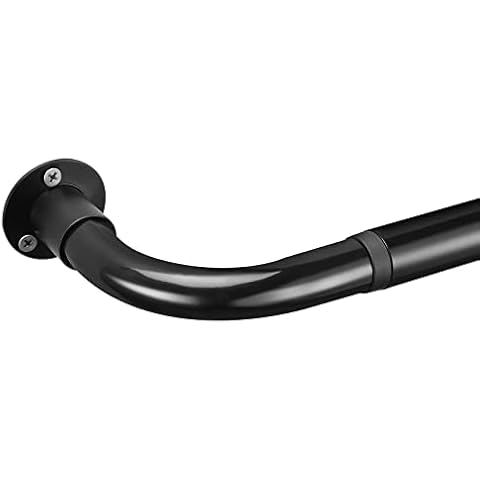 Wrap Around Curtain Rod for Window 28-44 Inches, Industrial Black Curtain Rod 1 Inch Diameter, Metal Adjustable Blackout Curtain Rod Cover