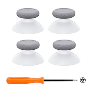 Image of eXtremeRate 4PCS Replacement Thumbsticks for Xbox Series X|S, Joysticks Repair Kit for Xbox Wireless Controller, Custom Analog Stick for Xbox One S /X /Elite Controller - Robot White & New Hope Gray