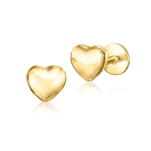 Pure Collection by Ross-Simons 14kt Yellow Gold Heart Flat-Back Stud Earrings