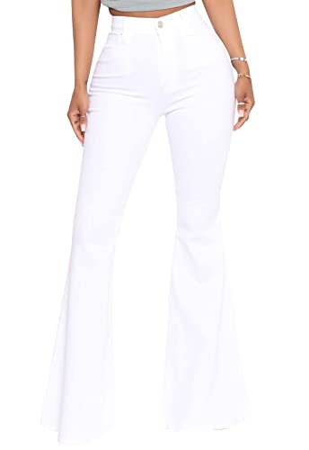 BISUAL Women's Black Bell Bottom Jeans for Women High Waisted Flare Jeans Womens Ripped Stretchy Bell Bottoms Pants