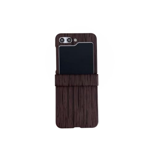 Coque rigide Samsung Z Flip 3 / 4 / 5 café, look bois 3D pour le quotidien et le bureau
