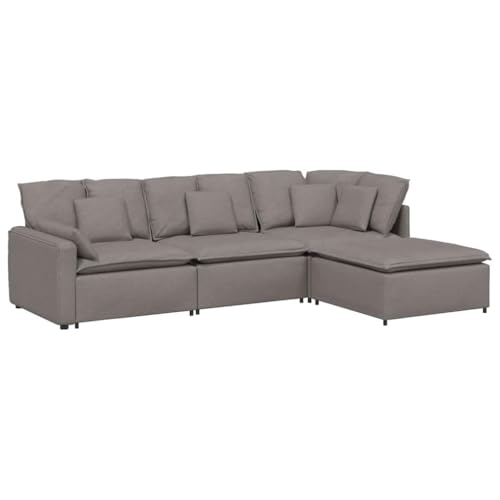 vidaXL Canapé modulaire avec repose-pied et coussins en tissu taupe