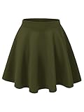 MBJ WB211 Women's Basic Versatile Stretchy Flared Skater Skirt for Girl S Olive